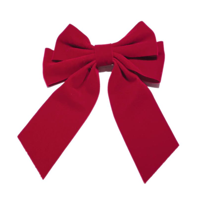 Velvet Red Bow Hair Clip for Girls, Chinese New Year Headdress, Princess-Style with Streamers