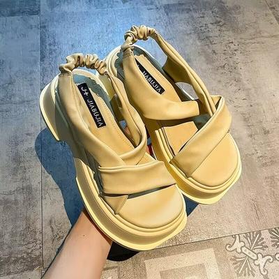 Fashion NEW Women Solid Color Hook&Loop Slingback Platform Sandals Sports Summer Sandals Women Dad Sandals Designer Shoes Women