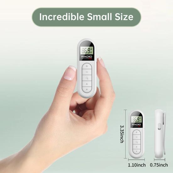 Mini Pocket Clip with Backlit LCD FM Radio Display And 3.5mm Headphones Adjustable