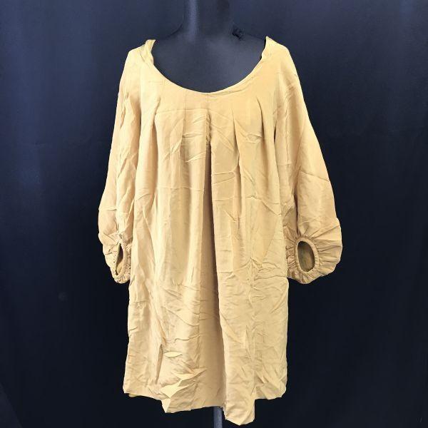 

GRACE CONTINENTAL 100% Silk U-Neck Tunic Dress Women 36 S Yellow Brown cBH574(USED)