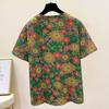 Tops Women Cotton Summer Large Size T-shirt Round Neck Loose Printed Casual Pullover T-shirt Top