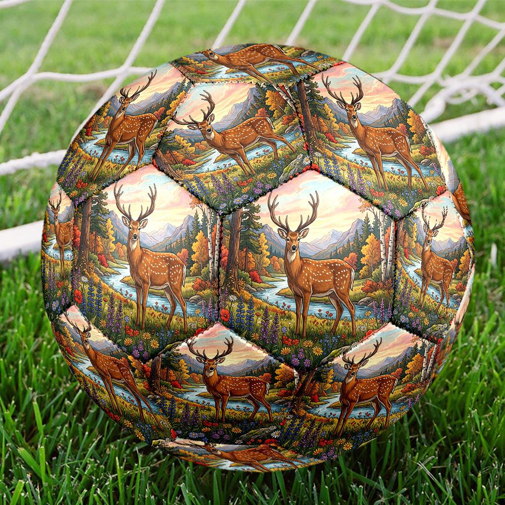 1pc Deer Autumn Landscape Durable Size 5 Soccer Ball Professional Match Training Football Indoor &Outdoor Sports Ball p60114