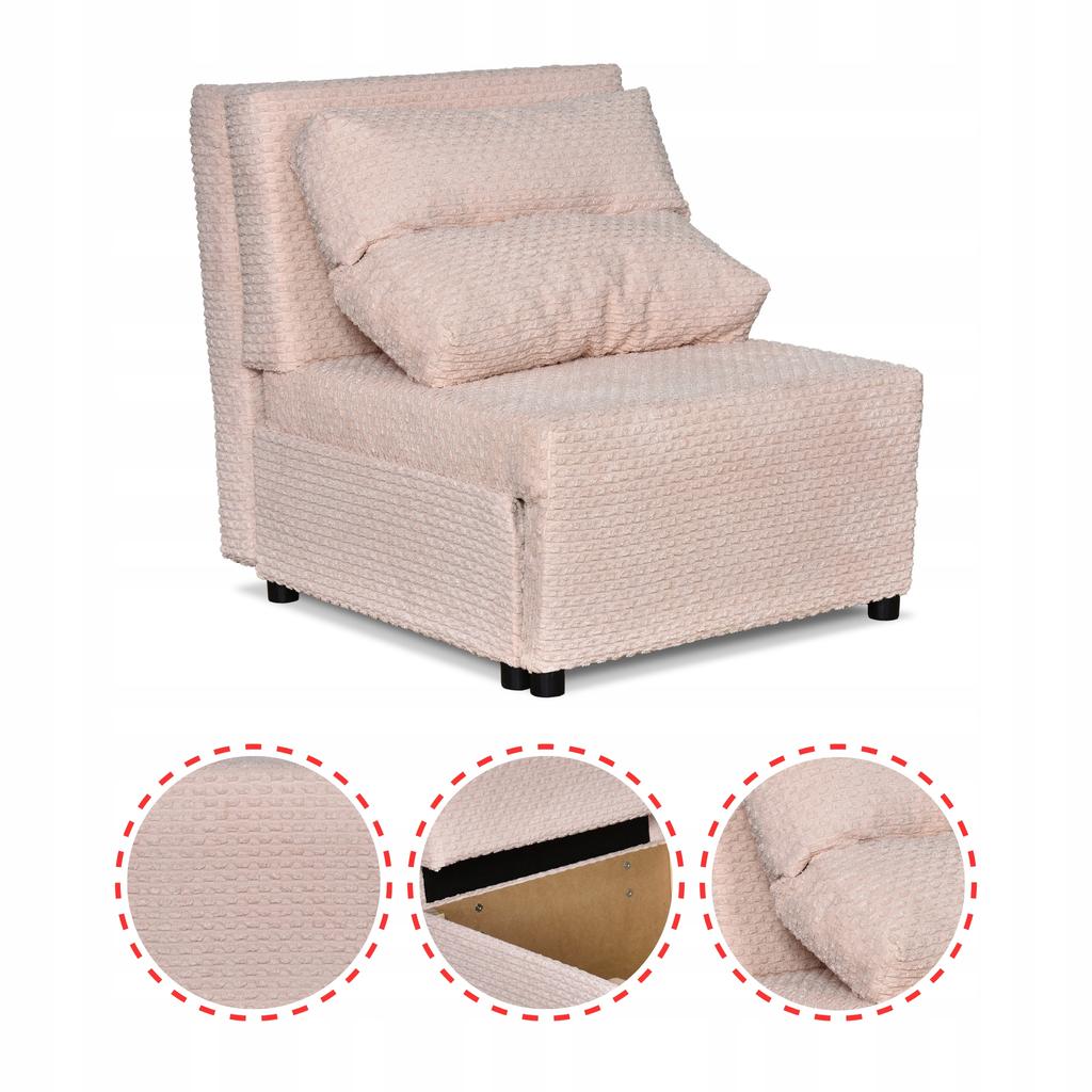Fold-out Armchair Sleeping Function KIMO Bedding Container Family Furniture J Rose