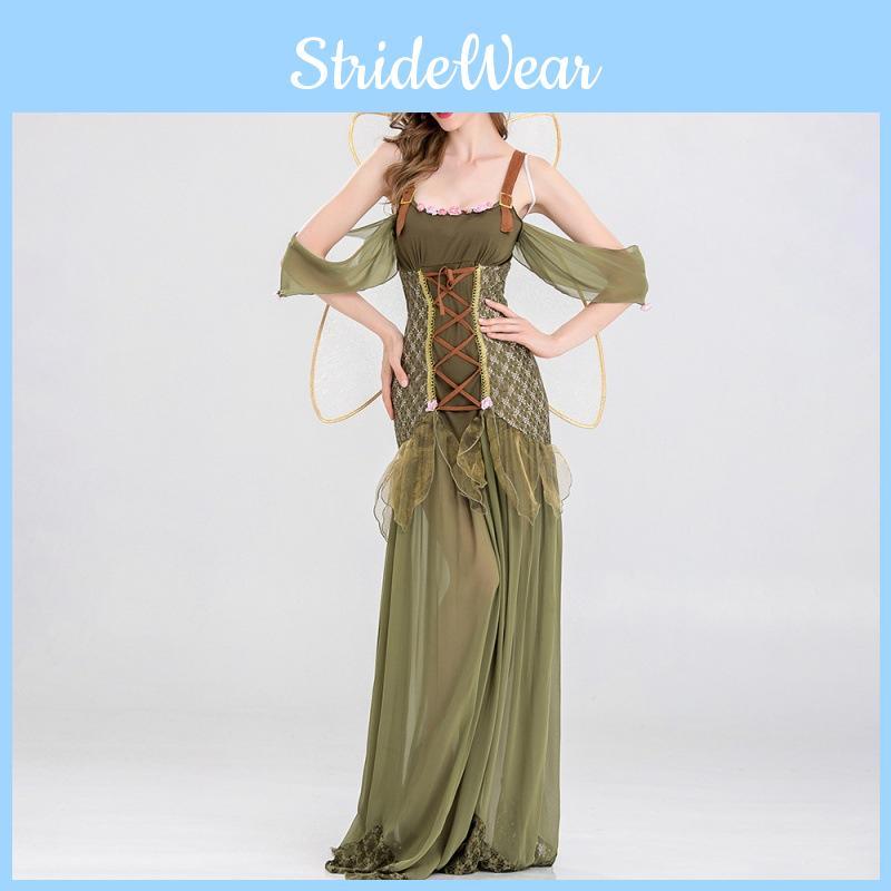 Alluring Women's Fairy Dress With Magical Wings And Colorful Headpiece Perfect For Halloween Festivities