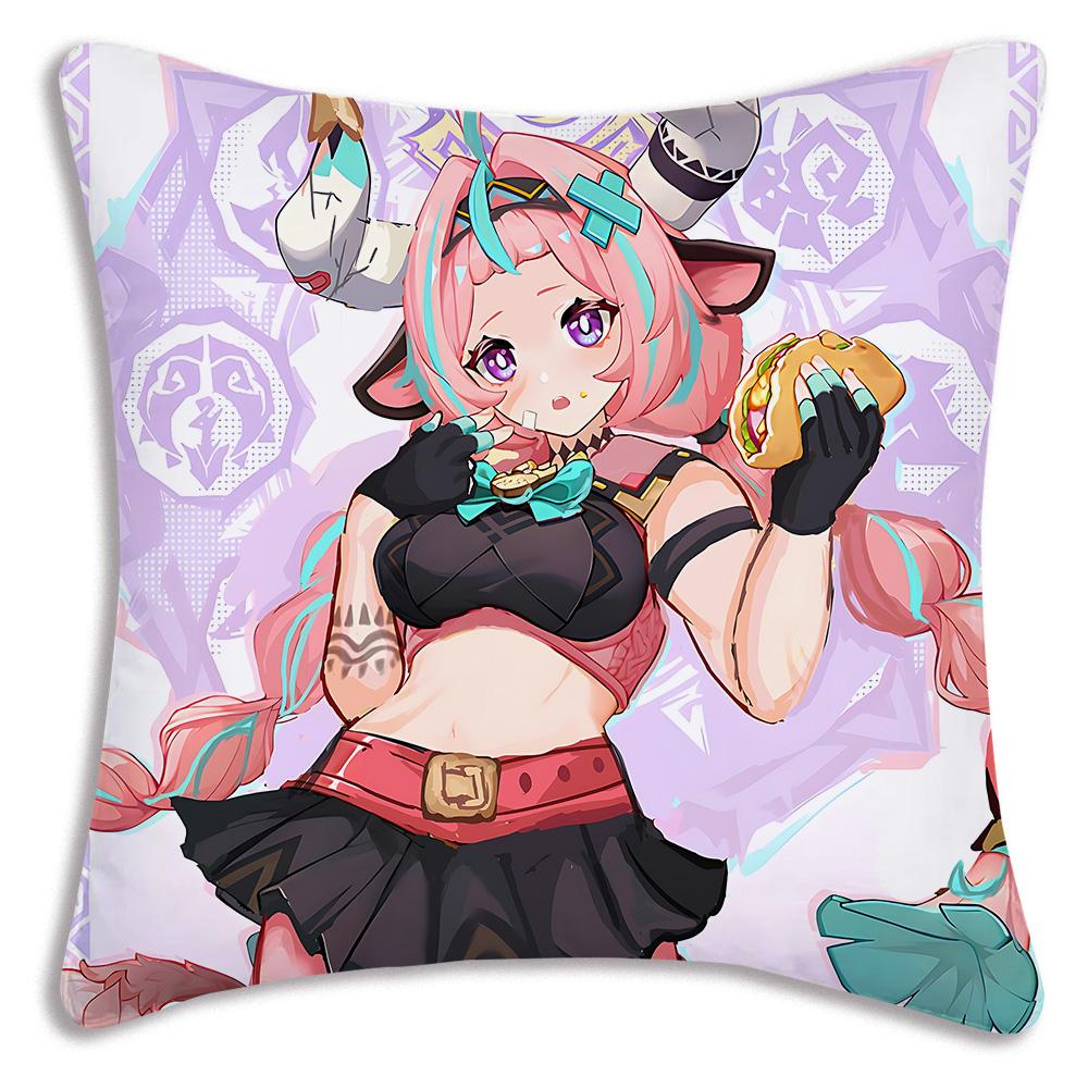 Hot Anime Genshin For V-Varesa Pillow Covers Cartoon Sofa Decorative Home Double-sided Printing Short Plush Cute Cushion Cover