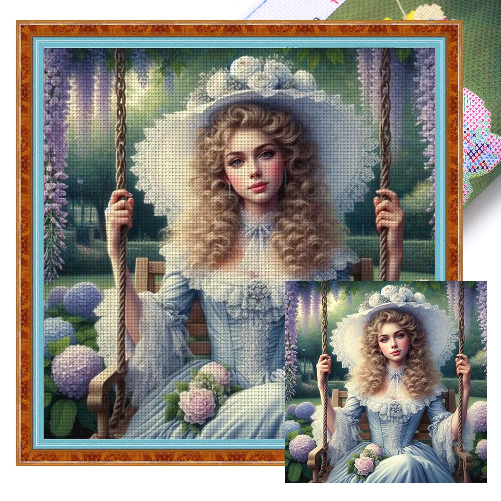 Πλήρες κέντημα Οικολογικό βαμβακερό νήμα 11CT Printed Girl Cross Stitch Kit Art