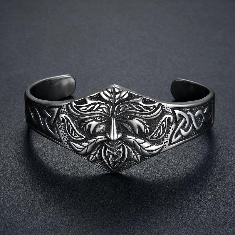 Stainless Steel Viking Runes Celtic Bracelet with Knot Pattern - Retro and Trendy Ornament