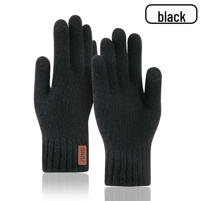 Men's Thick Knitted Wool Touchscreen Cycling Gloves - Warm, Cold-Proof, Plus Velvet for Winter Outdoor Use
