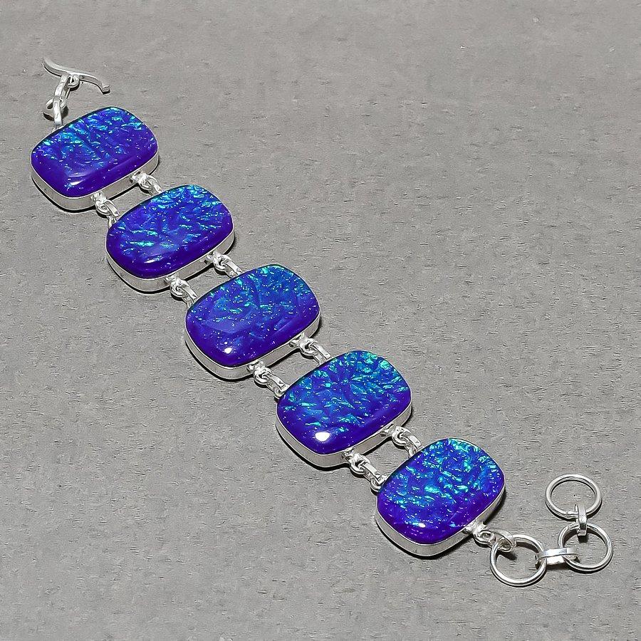 Blue Australian Triplet Opal Gemstone Bracelet Gift Handmade Jewelry 8" PT 4150