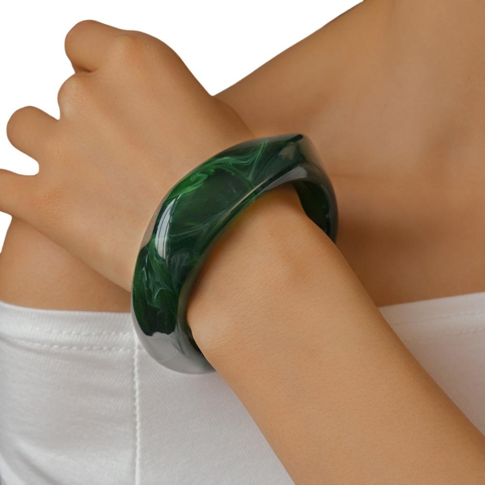 Bohemian Acrylic Bangle Smudging Retro Hand Ring Cute Irregular Wide Bracelet  Decoration