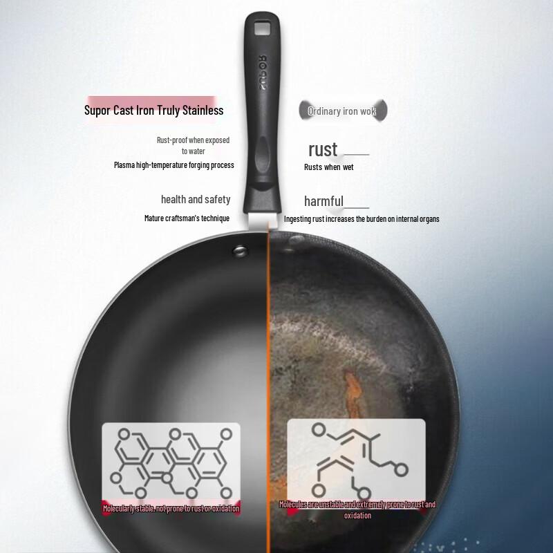 SUPOR FC34E15 34cm Unbeschichteter Gusseisen-Wok