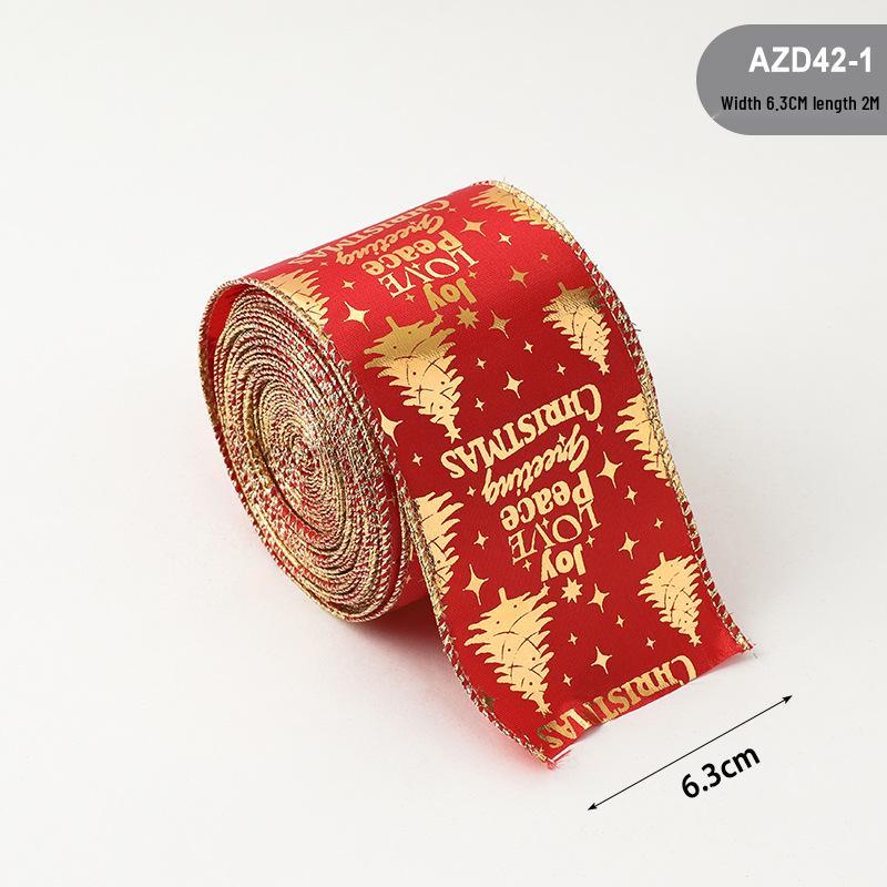 

Рождественская флокированная лента ручной работы с бантом в золотой горошек для упаковки подарков