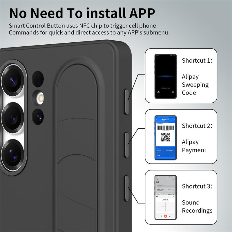 Smart Silicone Wristband Bracket Phone Case For Samsung Galaxy S23 S24 S25 S26 Ultra Plus Intellgent Control Buttons TPU Cover