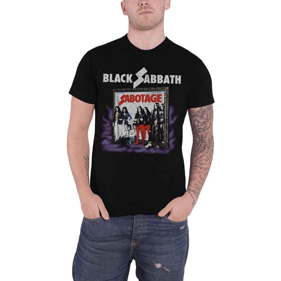 Футболка Black Sabbath Sabotage Винтажная с потертостями Логотип группы Официальная Мужская Черная S