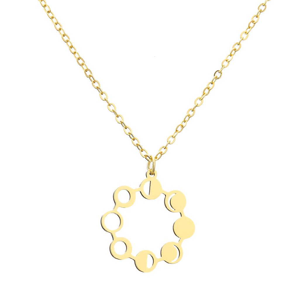 

Kinitial Stainless Steel Moon Round Necklaces & Pendants for Women Statement Neck Clavicle Chain Choker Necklace collare Jewelry