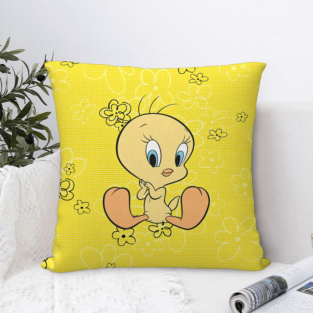 

Cartoon T-Tweety B-Bird Pillow Case Sofa Decorative Home Double-sided Print Plush Square Throw Pillow Covers Cushion Decor Cover 12x12Inch