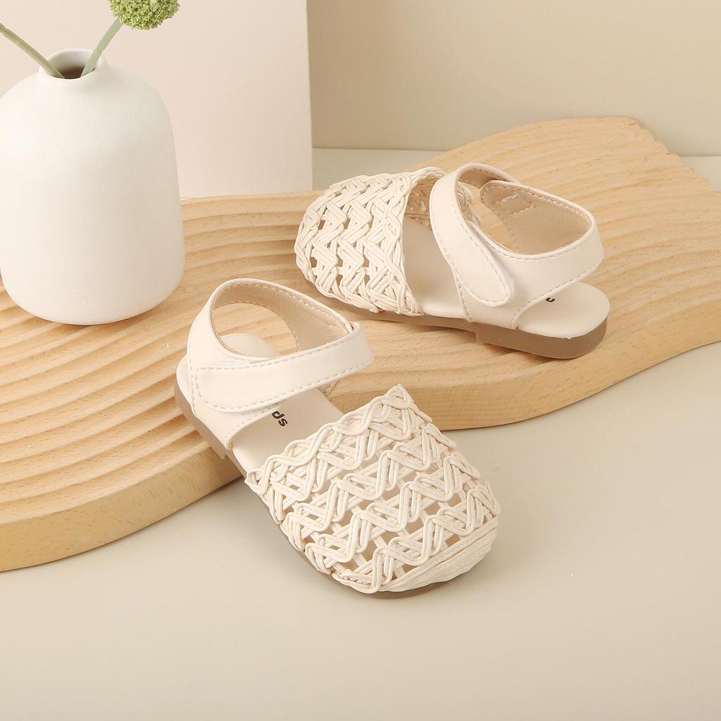 Korean Style Woven Baby Sandals - Breathable, Non-slip Soft Sole Shoes for 1-3 Year Old Girls