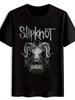 Slipknot Graphic T-shirt - Black Crew Neck Short Sleeve Tee with Goat Head Emblem