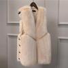 Autumn Winter Warm All-match Fur Vest Women's Leather Jacket Fashionable All-match Imitation Faux Fox Fur Waistcoat Stitching  Vest Short Jacket Slim