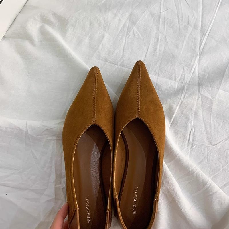 Pointed Toe Flats Woman Shoes 2024 Trend Shallow Elegant Designer Shoes Autumn New Dress Cozy Shoes Mature Lady Mujer Zapatos