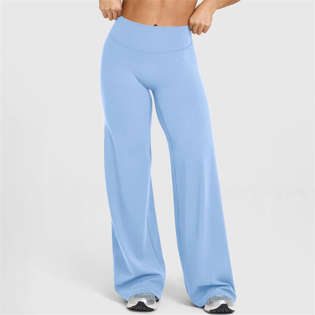 Women's High-Waist Flare Loose-Fit Straight Yoga Pants For Outdoor Sports