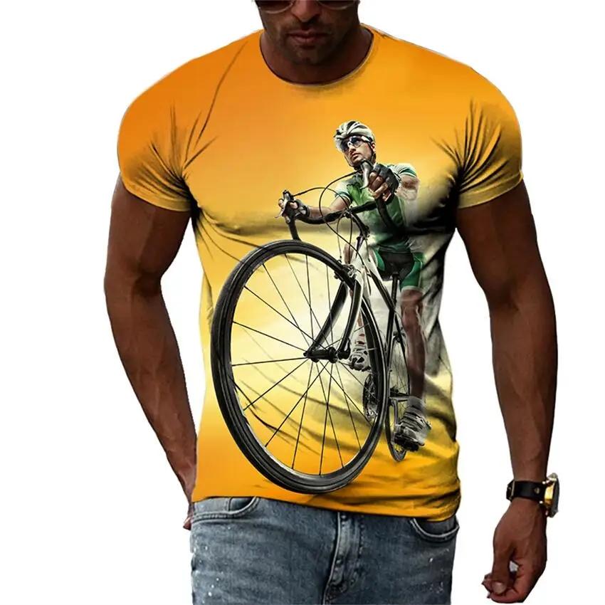 Neuer Trend Sommermode Fahrrad Herren T-Shirt Lässiges Print T-Shirt Hip Hop Personalisiert Rundhals Kurz Großes Oberteil