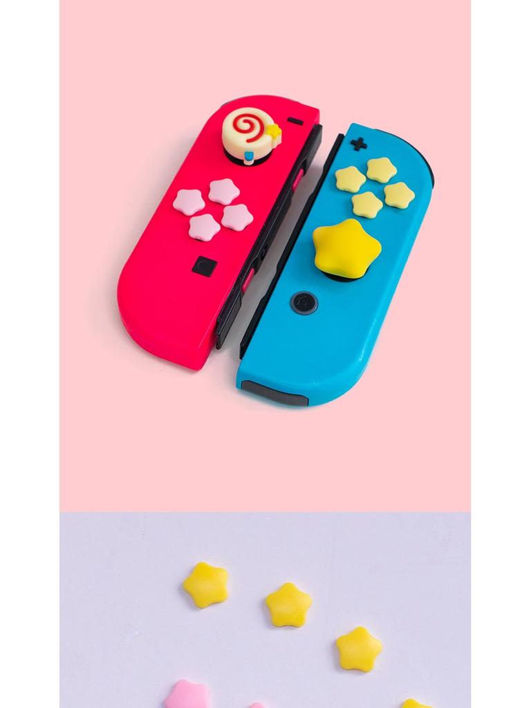 Switch Star Kirby-Themed Joystick Cap Stickers for OLED - No Glue Required, Compatible with Shell