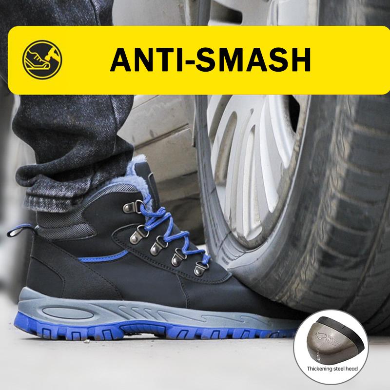 Zimní pánské pracovní boty s ocelovou špičkou, bezpečnostní boty, protiskluzové, odolné proti propíchnutí, pánské pracovní boty, bezpečnostní obuv, nezničitelné pracovní tenisky