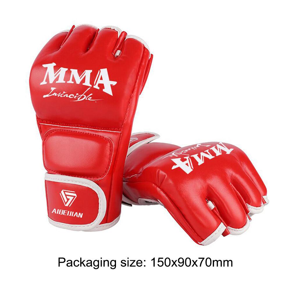 Half Finger Boxing Training Gloves Wearable PU Kickboxing Protective Gloves Tear Resistant Breathable for Sports Supplies