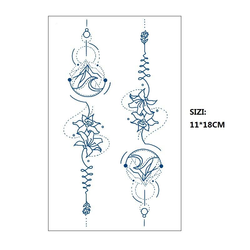 

Наклейка-татуировка «Эмми» с изображением трав, постепенное изменение геометрического звездного неба, цепочка звезд, стойкая, неотражающая, переносимая на воду наклейка 11*18CM