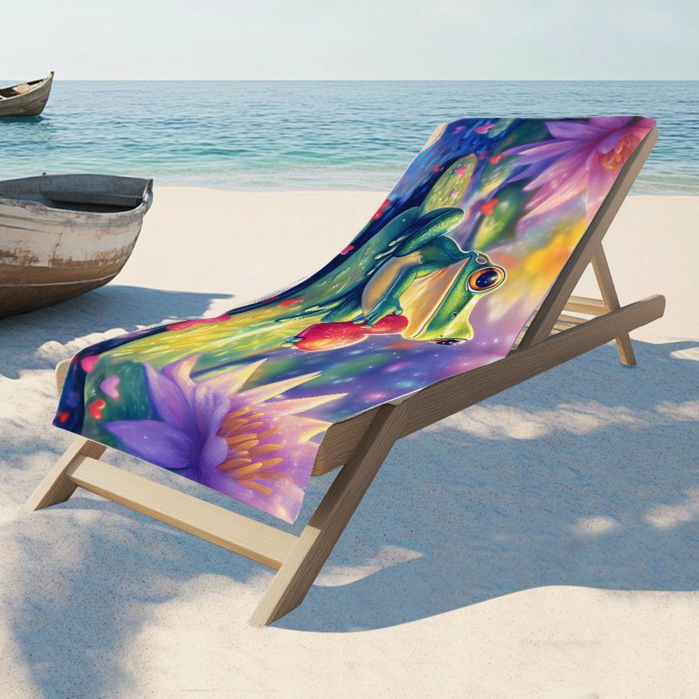Aesthetic Tropical Frog Pond Print Beach Mat Picnic Blanket Waterproof Summer Outdoor Decor Home Gift Towel