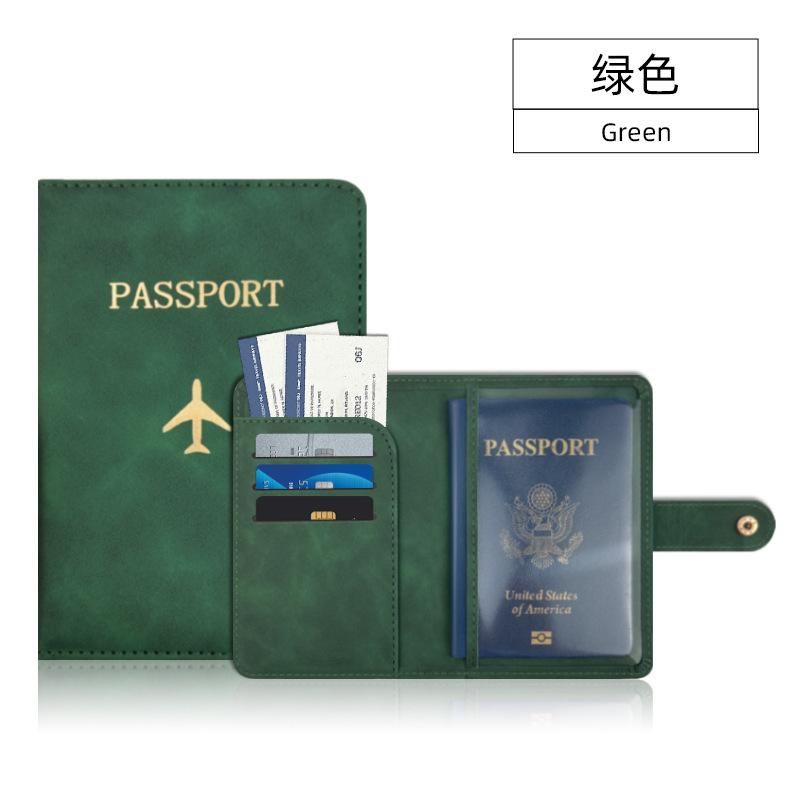 

New Multifunctional Clasp Passport Wallet PU Leather Multi-card Bank Card Holder Fashion Gilded Airplane Logo Passport Cover Cas зелёный