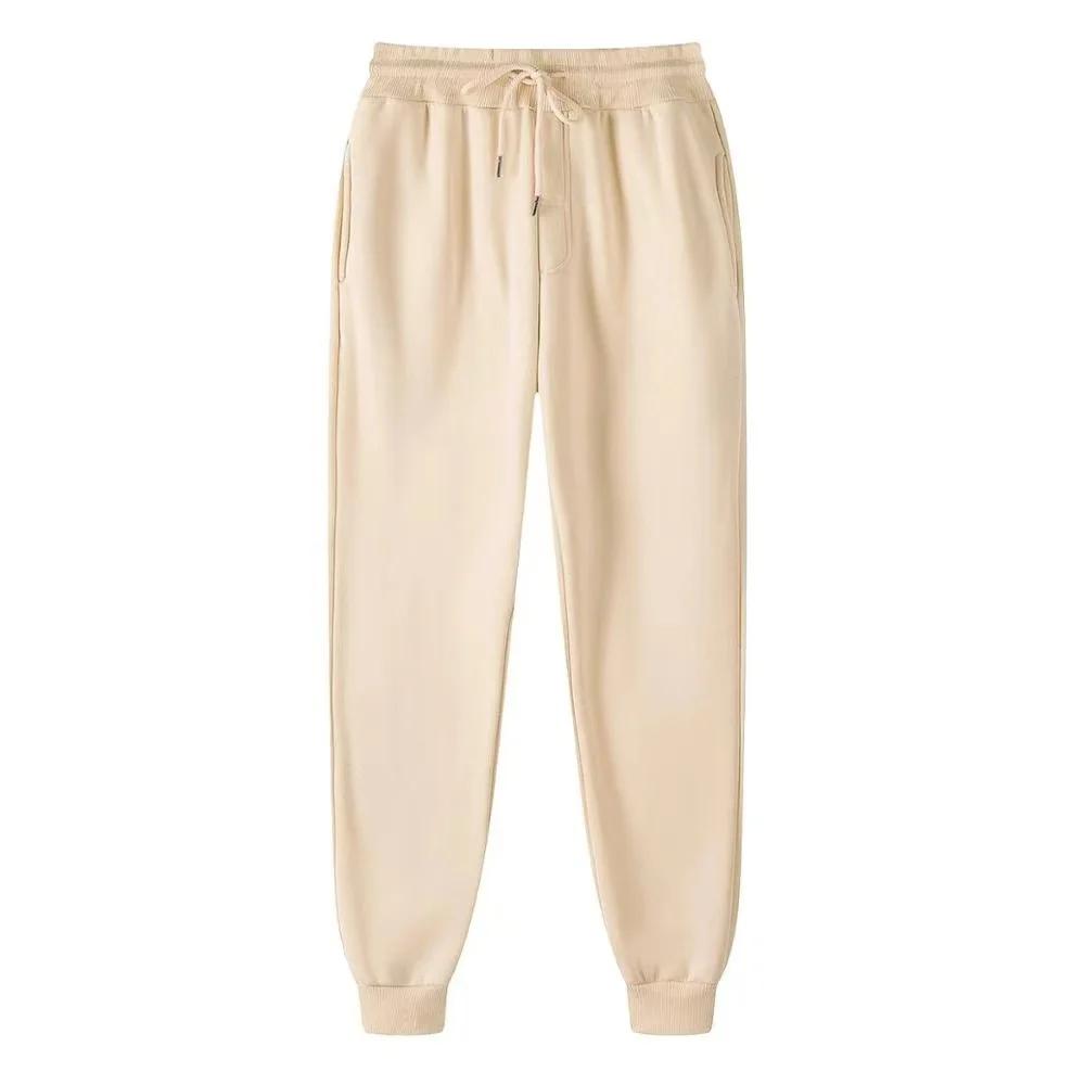 Solid Color Women Pants Pocket Long Men's Sweatpants Sportswear Elastic Waist Casual Baggy Pants Black Grey