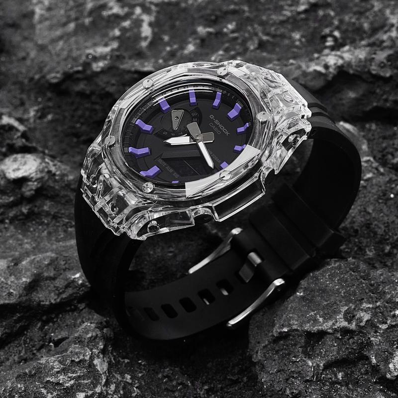 Casio Customized Watch Modified Series 811 Manufacturing Farmhouse Oak GA-2100-1A1 modified-Zi Ye Black Warrior GA-2100-1A1PR(Watch80-GaiZhuang-ZiYe)
