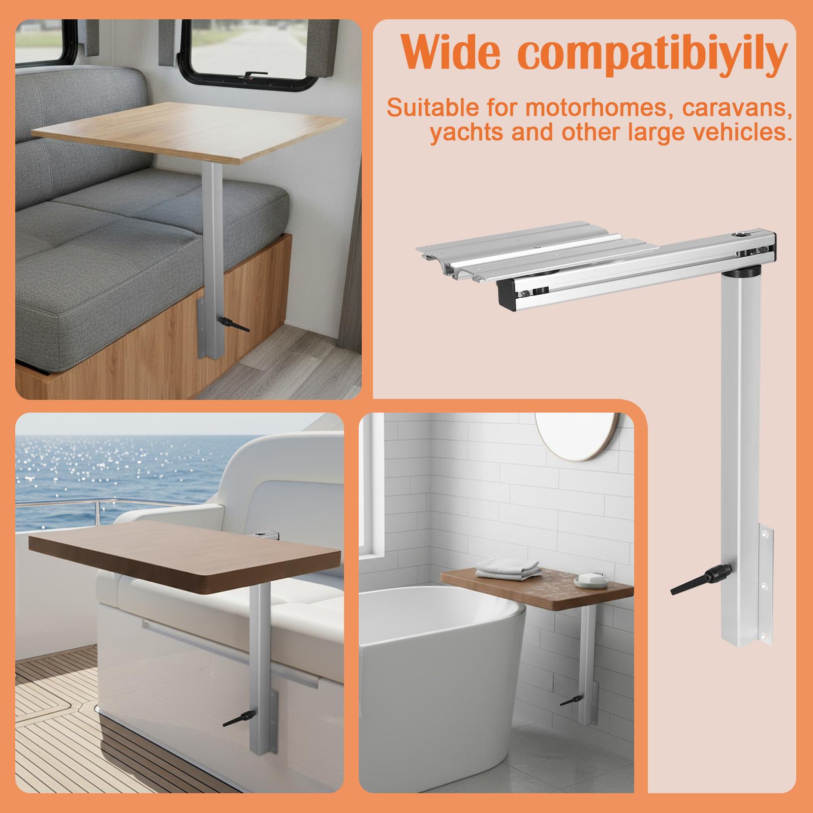 RV Adjustable Table Leg 360 Degree Swivel Aluminum Alloy Removable RV Table Leg Folding Table Leg for Caravan Motorhome Yachts bianco