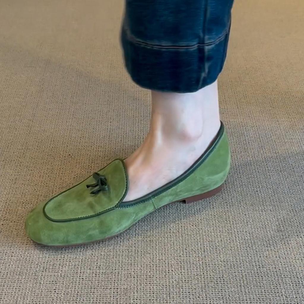 Sheepskin Version Inner Height Increase Single Shoes Women's Shoes Bow White Loafers Women's Versatile Suede One-pedal Small Leather Shoes