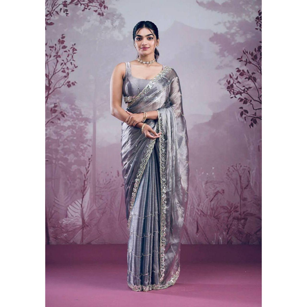 Premium Designer Mirror Work Saree Collection