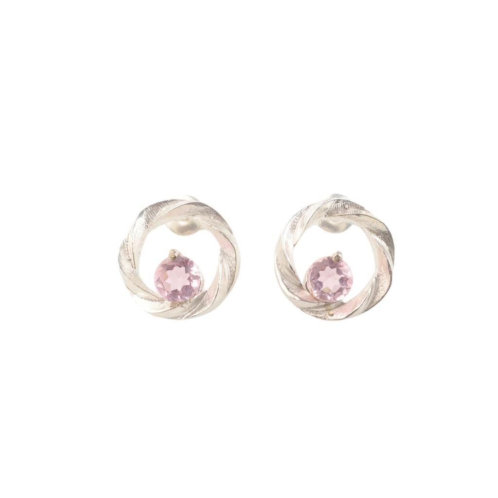 Natural Pink Morganite Gemstone Handmade 925 Sterling Silver Stud Earrings 0.64" CE-13-7
