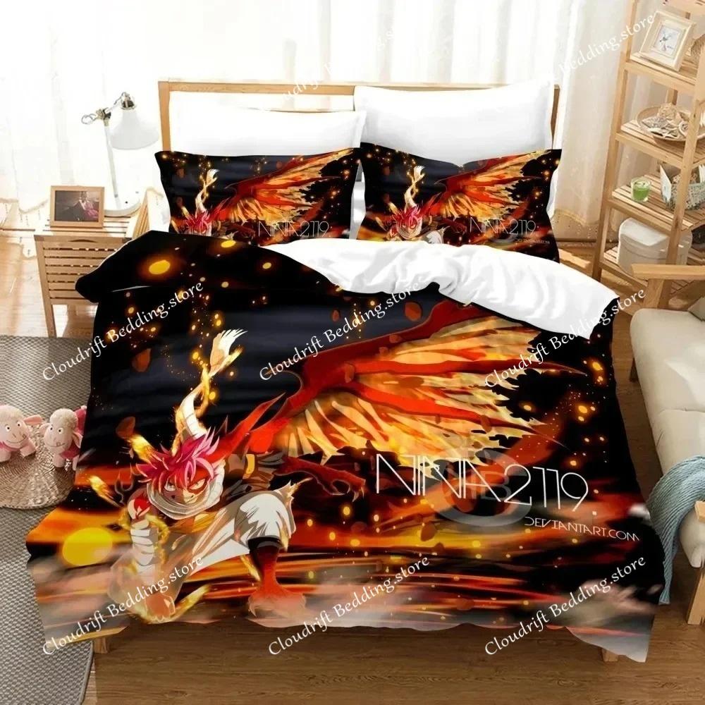 Literie Anime Fairy Tail Impression 3D Ensemble de Couette Housse de Couette Ensemble de Lit Housse de Couette Taie d'Oreiller Couette Taille King Queen Garçons Adultes Literie