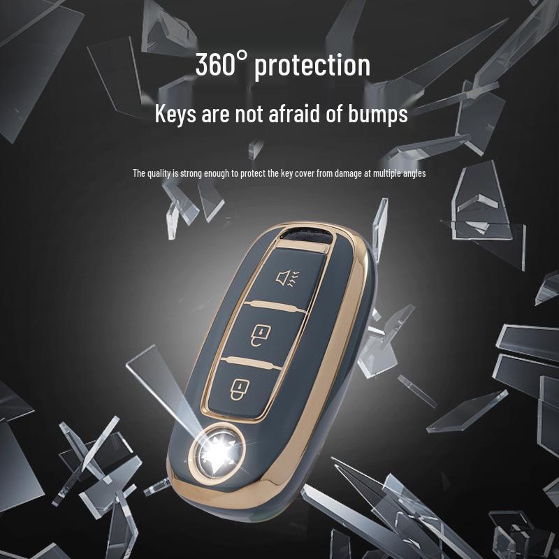 Dongfeng Venucia Car Key Case: Gold Edge Protective Shell for D60, T60plus/EV, T90, T70 with Buckle