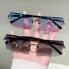Y2K Rimless Luxury Square Sunglasses Women Men Vintage Punk Colorful Diamond Cutting UV400 Sun Glasses