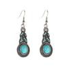 European And American New Drop Set Retro Pattern Blue Crystal Jewelry Zircon Boho Party Set Necklace Earrings
