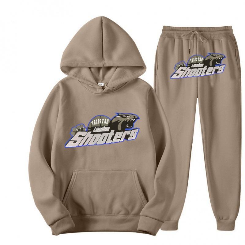 New Men's and Women's Casual Sports Suit, Red and Black Tiger Head Sweater and Sweatpants Suit.