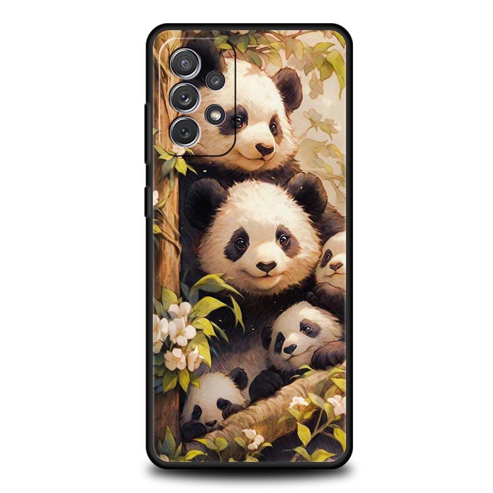 Baby Panda Phone Case for Samsung Galaxy A55 A35 A17 A07 A15 A13 A25 A51 A71 A72 A73 A32 A52 A52S A41 5G Soft TPU Shell Fundas