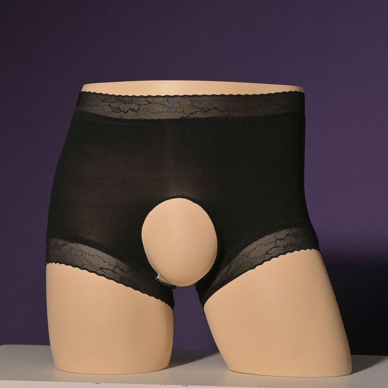 

Трусики из ледяного шелка с кружевом - Тутовый шелк, Бесшовные, Дышащие, Высокоэластичные женские трусы средней посадки, Большие размеры в наличии. Open Crotch