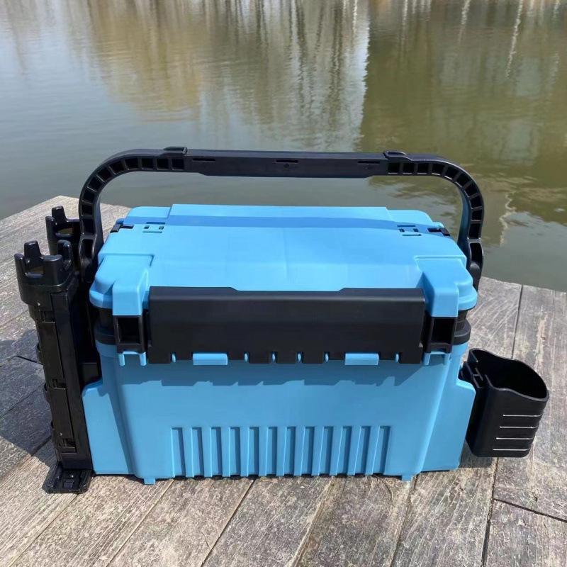 Multifunctional Fishing Tackle Box with Rod Holder - Large Capacity for Outdoor Use