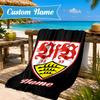 Custom Name Beach Towel Stuttgart Crest Art Microfiber Beach Towel, Lightweight for Summer Travel, Swimming Pool Fan Birthday Gift