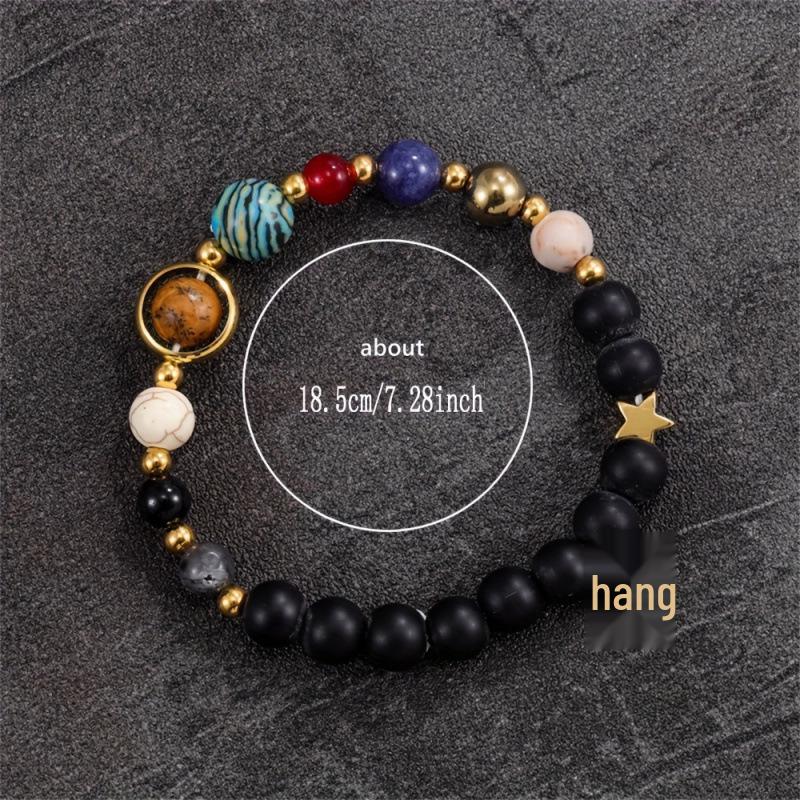 Handmade 12 Zodiac Crystal Bracelets with Natural Stone for Women, Men, and Couples - Featuring Eight Planets Design