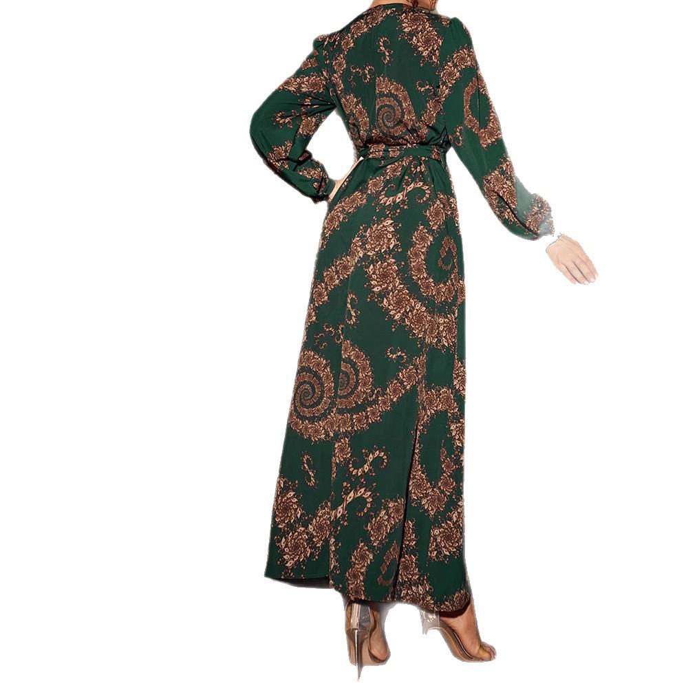 2025 Middle Eastern High-End Dubai Style Retro Long-Sleeve Vacation Dress