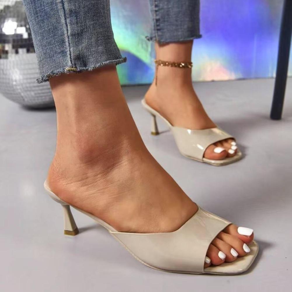 Fashion Fish Mouth Slippers Summer Comfort Dress Shoes Sexy Open Toe Stiletto Sandals Elegant Office Women High Heels